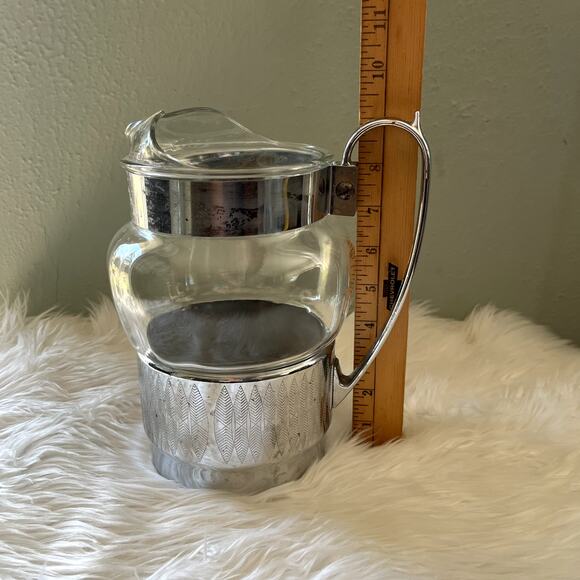 Vintage Hellerware Chrome & Glass Water Pitcher Barware - Picture 7 of 10